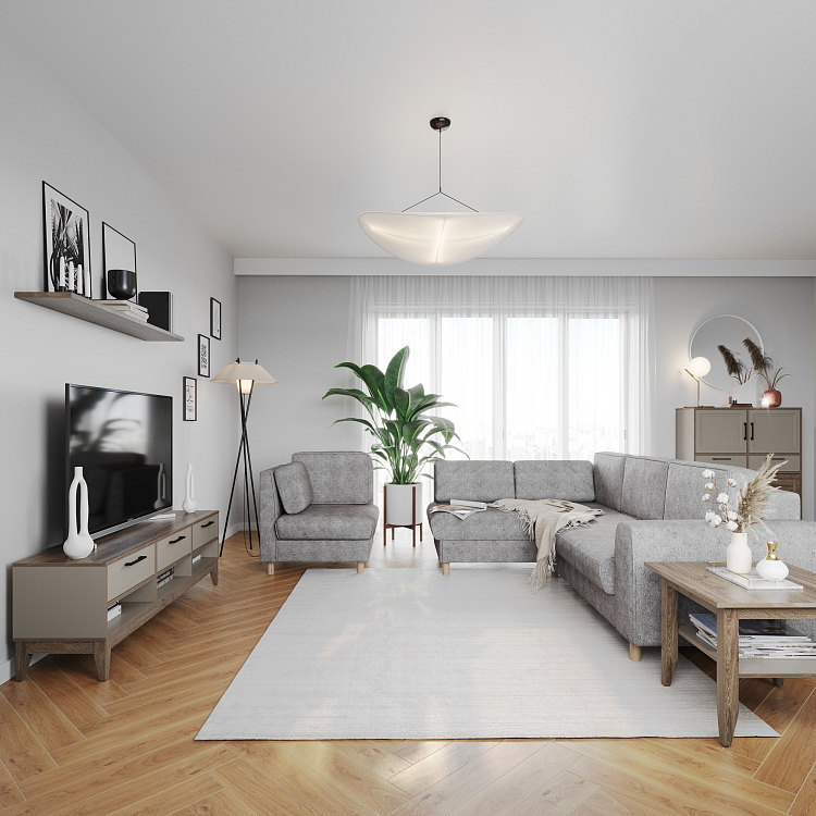 Шелдон / Диван - кровать угловой велюр sierra 1 светло-серый